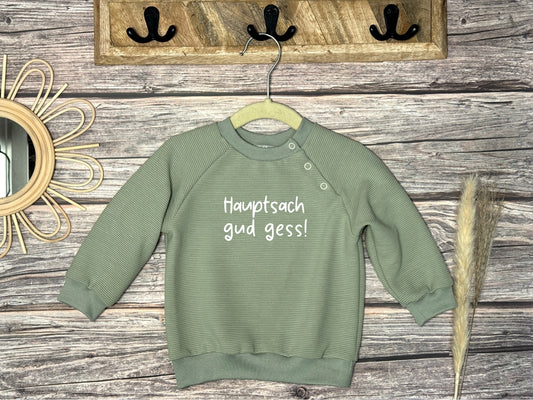 "Weicher Raglan Kinder-Sweater aus Ottoman Rib in Altrosa – pfälzisch personalisierbar, OEKO-TEX zertifiziert, ideal für Babys und Kleinkinder, mit Knopfleiste für einfaches Anziehen."